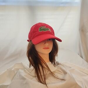Lacoste Classic Baseball Cap Adjustable Strapback Unisex Red Posh Elevated Prep‎